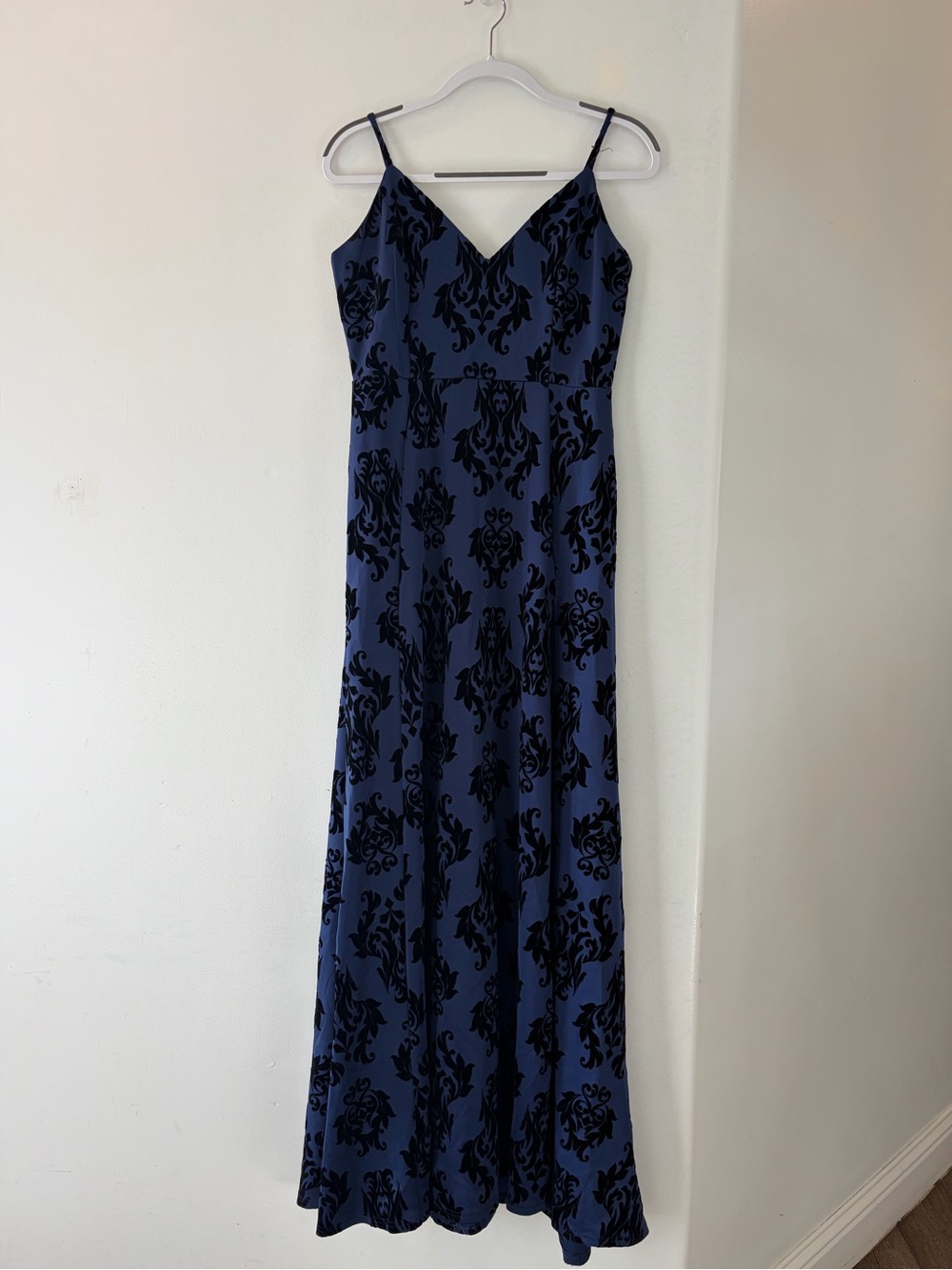 Windsor Navy and Black Burnout Velvet Maxi Dress